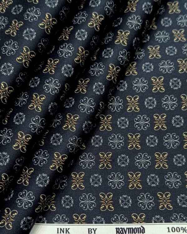 Raymond Men’s Giza Cotton Printed Unstitched Shirting Fabric (Blue Grey)