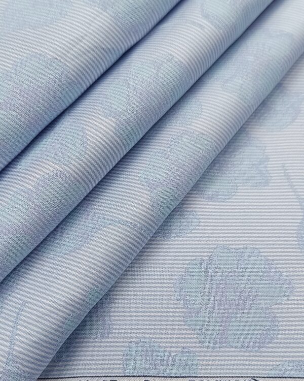 Raymond Men’s Cotton Printed Self Jacquard Unstitched Shirting Fabric (Blue)