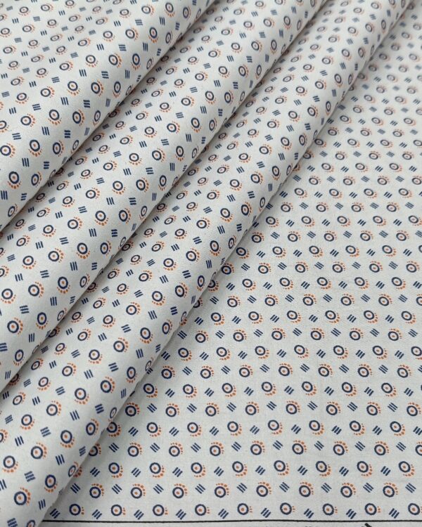 Raymond Men’s Cotton Polka Dots Printed Unstitched Shirting Fabric (WHITE & BLUE)