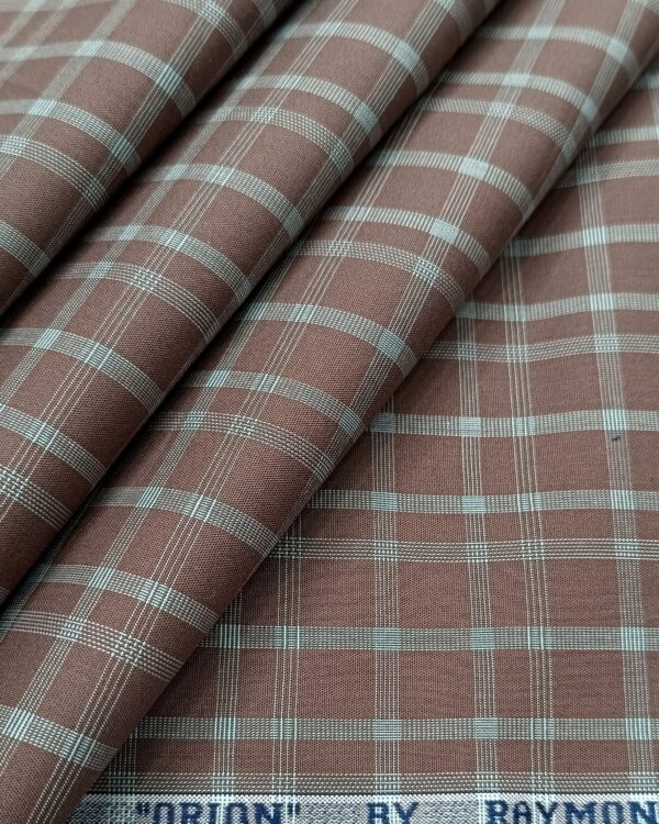 Raymond Men’s Cotton Check Designed Unstitched Shirting Fabric ( Copper Brown)