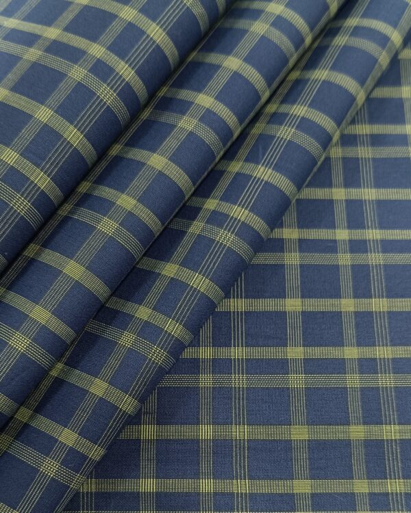 Raymond Men’s 100% Cotton Check Designed Unstitched Shirting Fabric ( Blue Green )