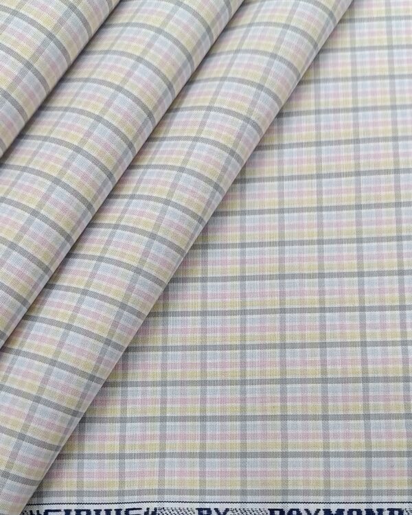 Raymond Men's Premium Cotton Checks Unstitched Shirting Fabric (Multicolor)
