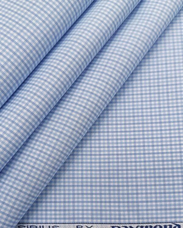 Raymond Men's Premium Cotton Checks Unstitched Shirting Fabric (Sky Blue)