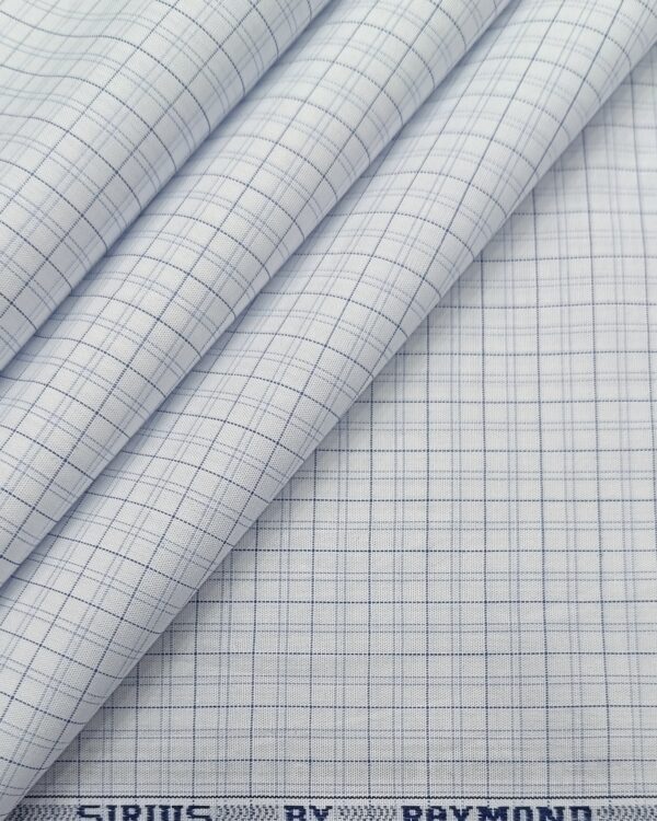 Raymond Men's Premium Cotton Checks Unstitched Shirting Fabric ( White )