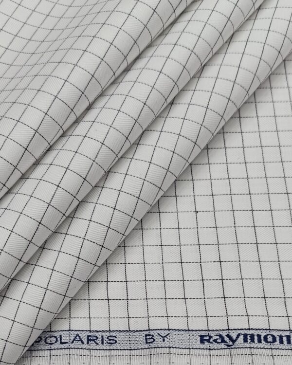 Raymond Men's Premium Cotton Checks Unstitched Shirting Fabric (White Black)