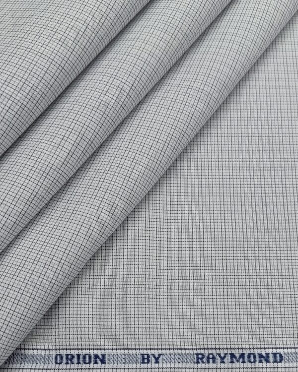Raymond Men's Premium Cotton Checks Unstitched Shirting Fabric ( Grey )