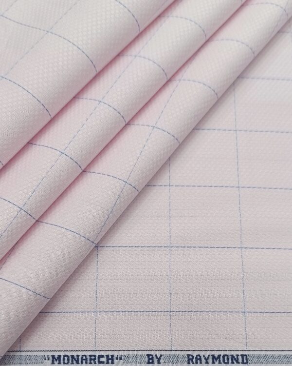 Raymond Men's Premium Cotton Self Checks Unstitched Shirting Fabric ( Pink )