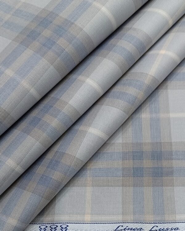 Tessitura Monti Men's Broad Checks Shirt Fabric ( LIGHT GREY )