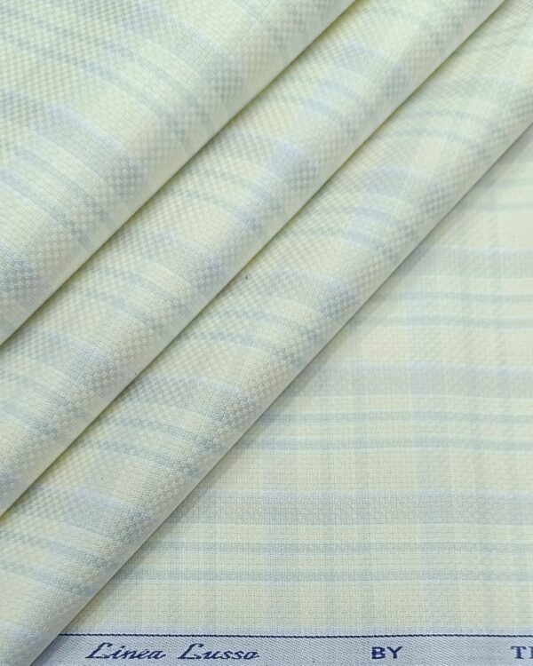 Tessitura Monti Men's Texture With Checks Shirt Fabric ( LIRIL GREEN )