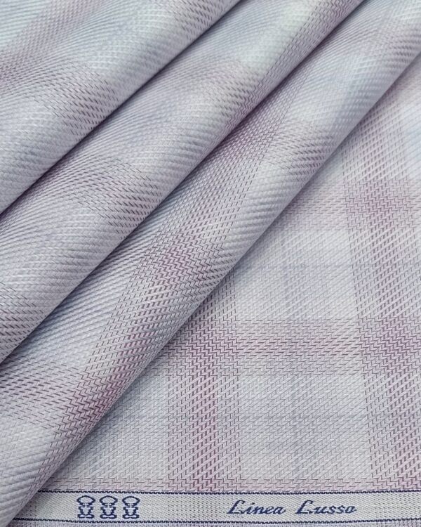 Tessitura Monti Men's Texture Self Checks Shirt Fabric ( GREY & LAVENDER )