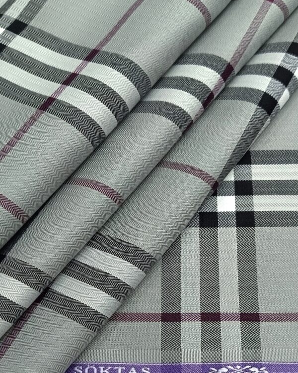 Soktas Men's Wear Burberry Checks Finest Cotton Shirting Fabric ( NAVY BLUE )