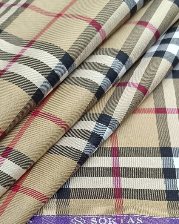 Soktas Men's Wear Burberry Checks Finest Cotton Shirting Fabric ( GOLDEN OAK )
