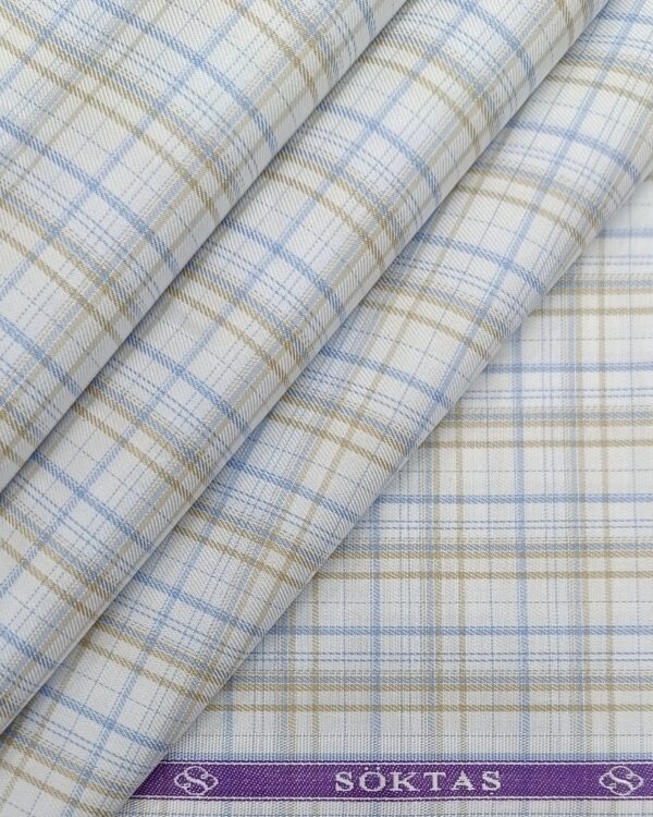 Soktas Men's Wear Checks Finest Cotton Shirting Fabric ( WHITE )