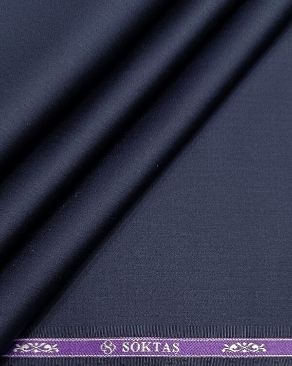 Soktas Men's Wear Solid Finest Giza Cotton Shirting Fabric ( NAVY BLUE )