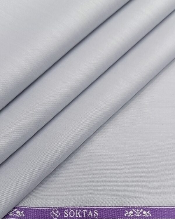 Soktas Men's Wear Solid Finest Giza Cotton Shirting Fabric ( SILVER GREY )