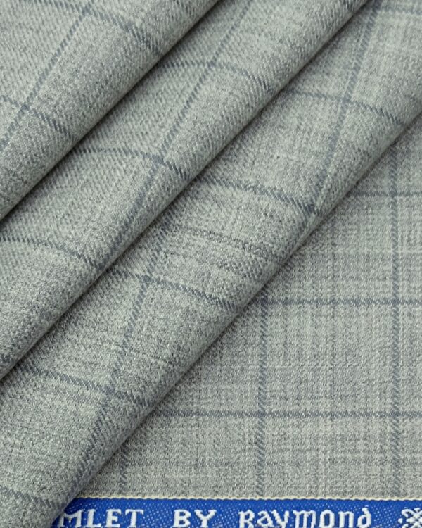 "Raymond Camlet Windowpane Suiting Premium Wool Blend Sophistication"