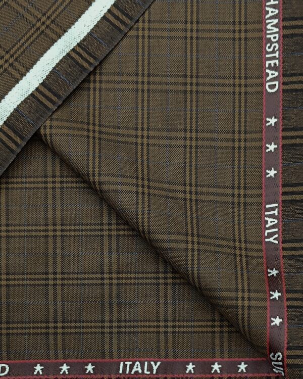 Elegant Brown Checkered Suiting Fabric – J.Hampstead Italy Collection